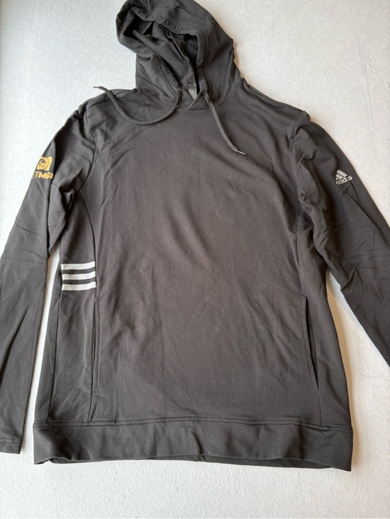 adidas Other - adidas Black Lightweight Hooded Pullover with Reflective Stripes MGM Cotton Sz M